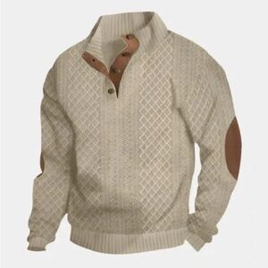 Men's Cream Sweater with Brown Accents NWT